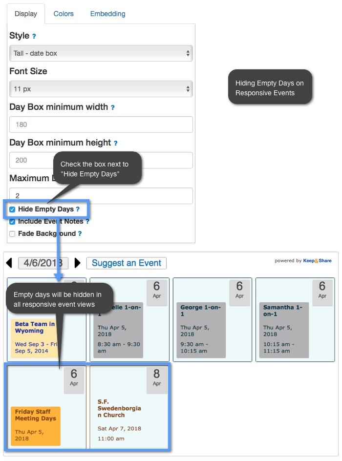 hiding empty days on responsive events