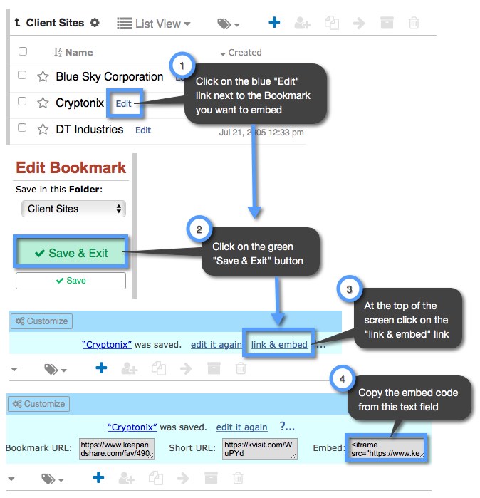 embedding single bookmarks