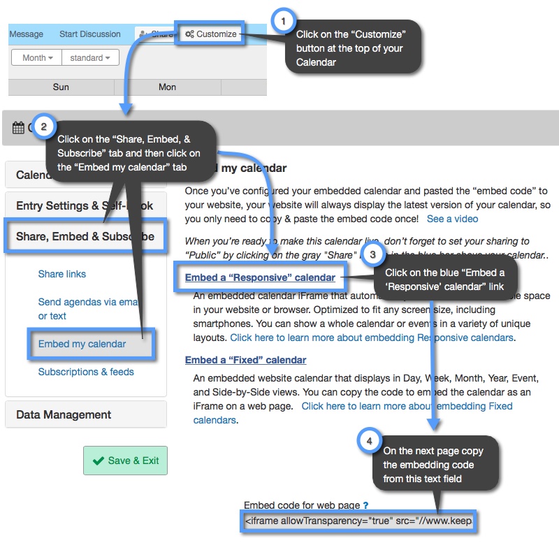 embedding responsive calendars