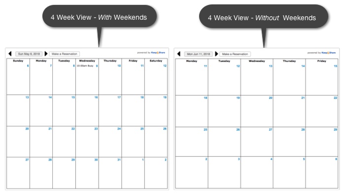 embedding a responsive 4 week calendar
