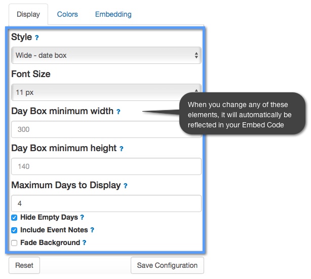 responsive event elements