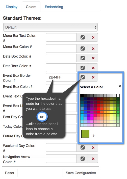 responsive calendar colors