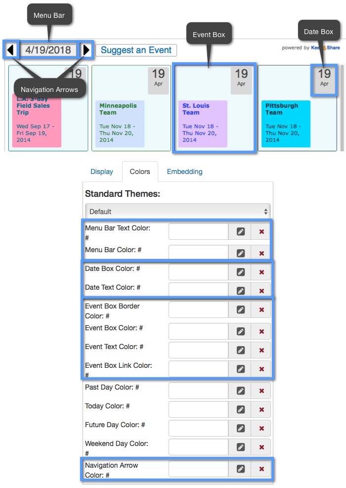 responsive calendar colors