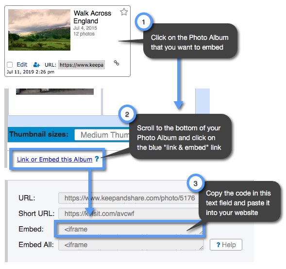 embedding photo album code