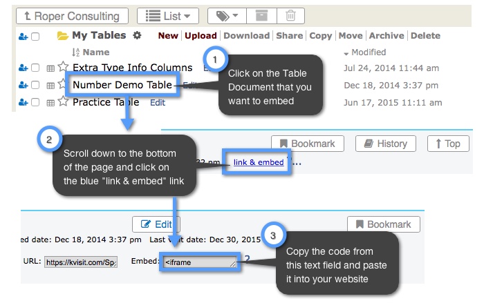 embedding a single table document